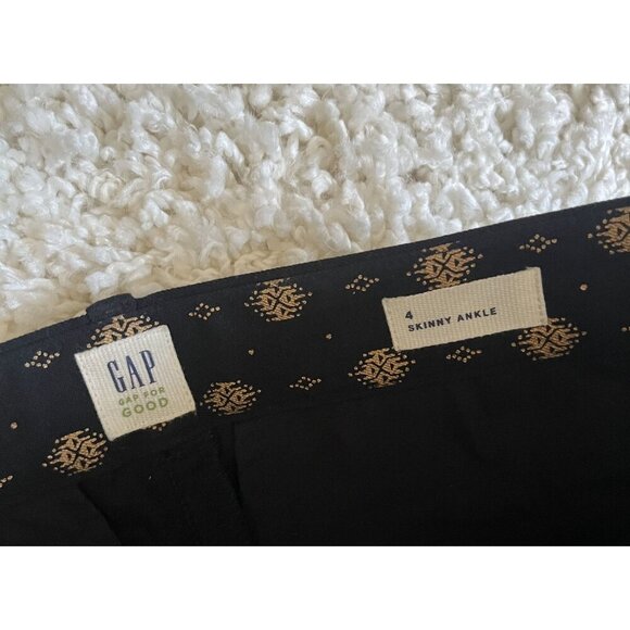 Gap 4 Skinny Ankle Black & Gold Print Pants New - Picture 3 of 5